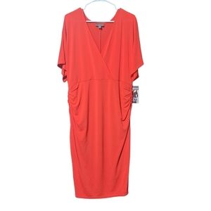 Bold Elements‎ cut to curve midi dress short sleeve size XXL red NWT
